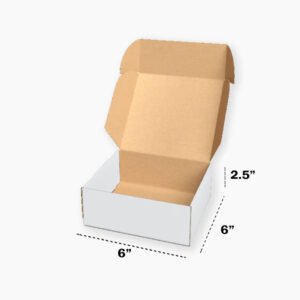 6X6X2.5 inch White Tuck in Mailer Boxes - 3 ply